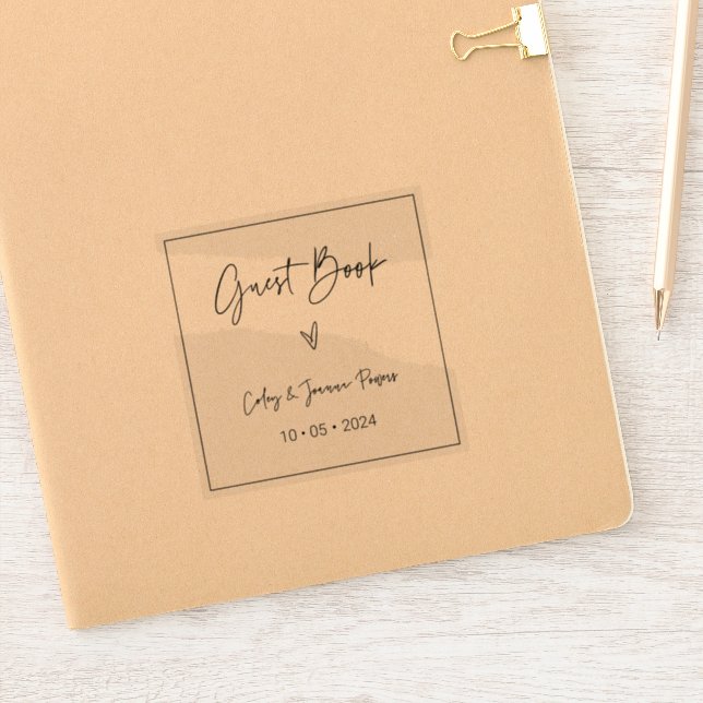 Clear Guest Book Sticker 4 x 4 (Notebook)