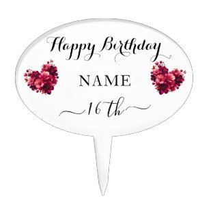 Clear Happy Birthday Cake Pick with Custom Text