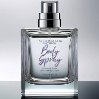 Clear Holographic Glitter Body Spray Label