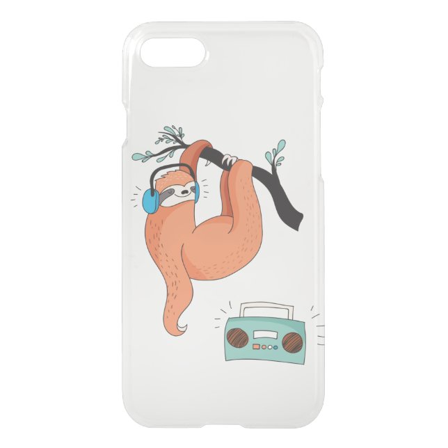 Clear iPhone Case Cute Sloth (Back)