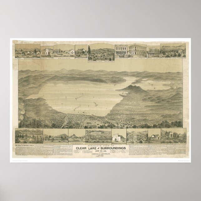 Clear Lake, CA. Panoramic Map (0289A) Poster (Front)
