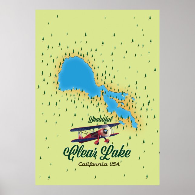 Clear Lake California USA map Poster (Front)