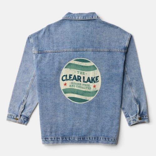 Clear Lake Shark Free and Unsalted Camping Califor Denim Jacket