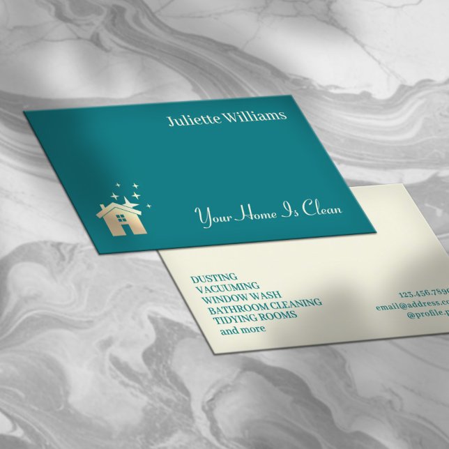 Clear minimalist simple home cleaning business card (Creator Uploaded)