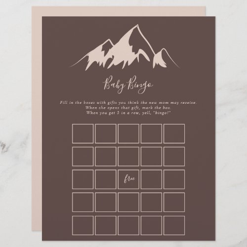 Clear Mountain Country Baby Bingo Shower Game