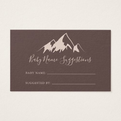 Clear Mountain Country Baby Name Suggestions Card