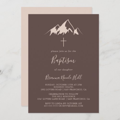 Clear Mountain Country Minimalist Baptism Invitation