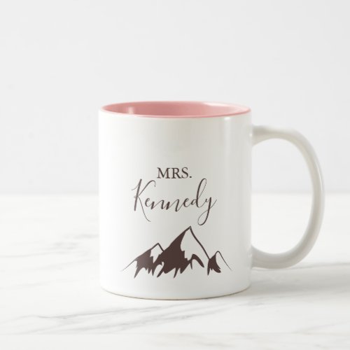 Clear Mountain Country Mrs Newlywed Bride Two_Tone Coffee Mug