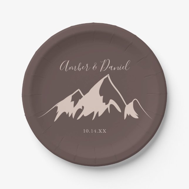Clear Mountain Country Wedding Cake Paper Plates (Front)
