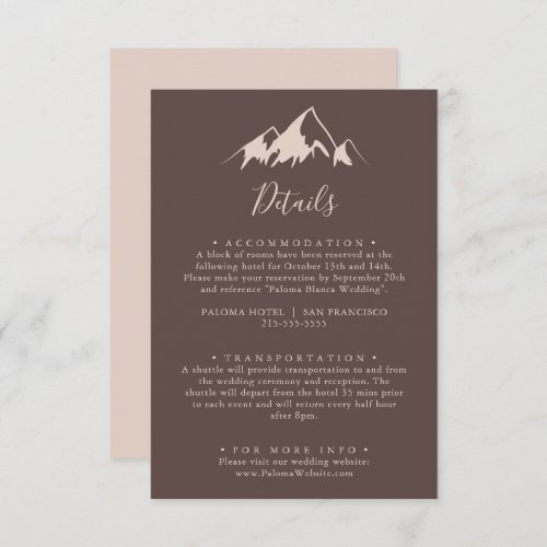 Clear Mountain Country Wedding Details Enclosure Card