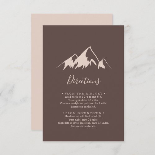 Clear Mountain Country Wedding Directions Enclosure Card