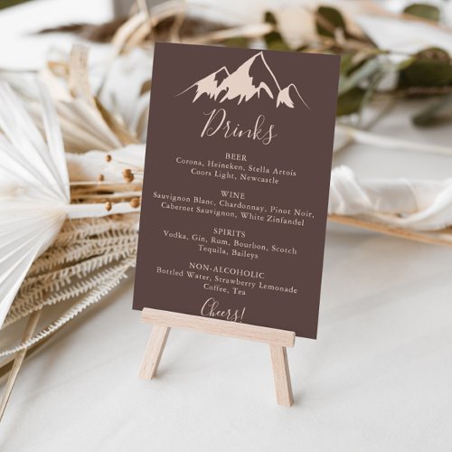 Clear Mountain Country Wedding Drinks Menu Sign
