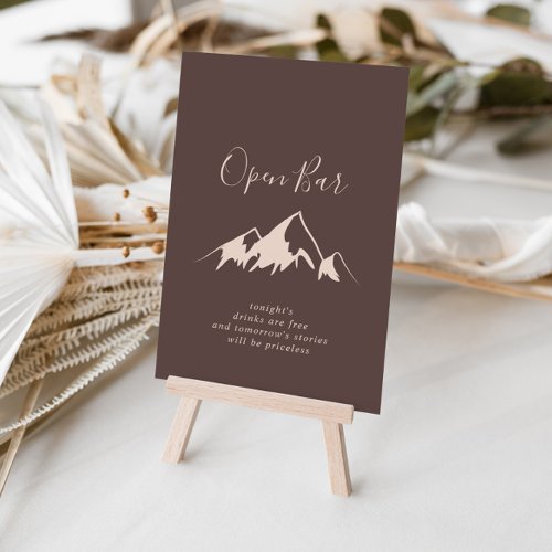 Clear Mountain Country Wedding Open Bar Sign