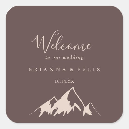 Clear Mountain Country Wedding Welcome Square Sticker
