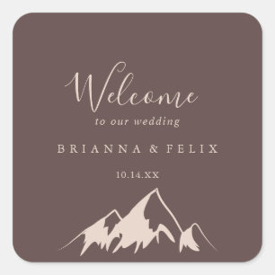 Clear Mountain Country Wedding Welcome Square Sticker