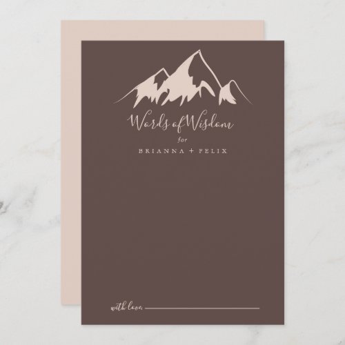 Clear Mountain Country Wedding Words of Wisdom Advice Card