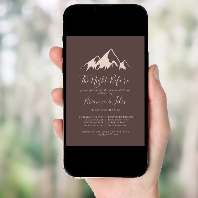 Clear Mountain Night Before Rehearsal Dinner Invitation (Front Digital)