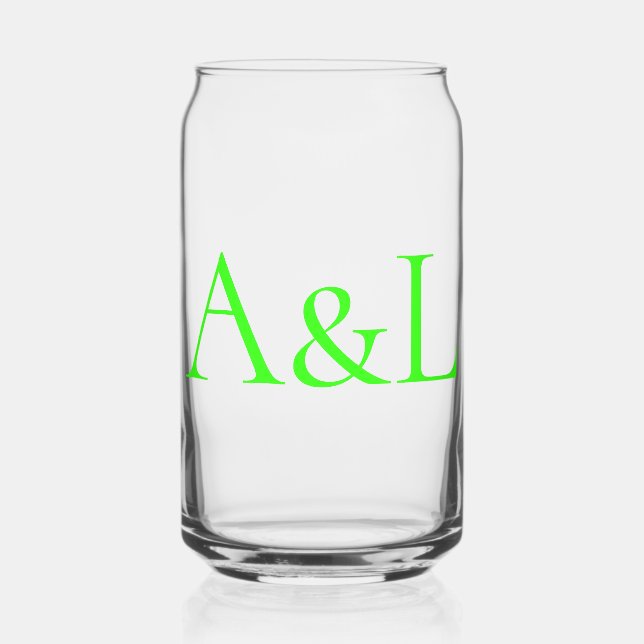 Clear Neon Monogram Glass Can – Customizable (Front)