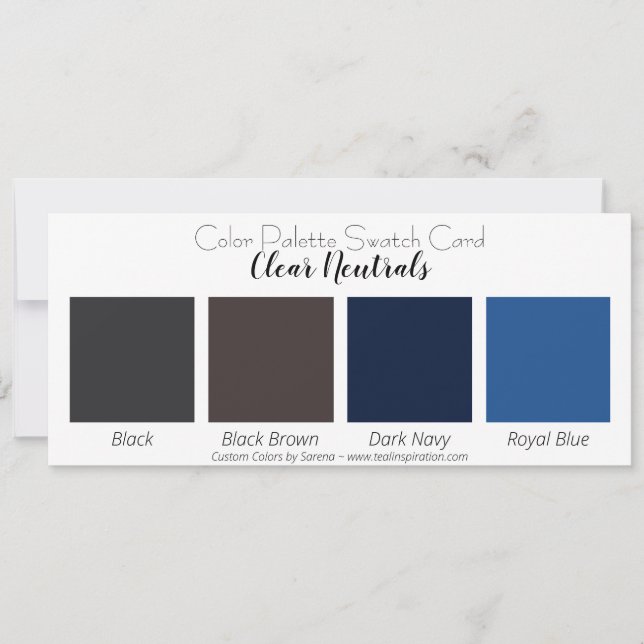 Clear Neutrals Color Palette Swatch Card (Front)