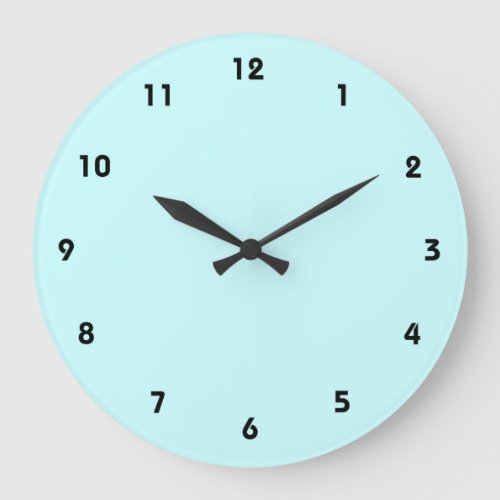 clear number wall clock with light blue background