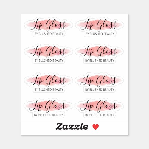 Clear Pink Lip Gloss Labels 19 Inches Wide