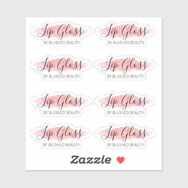 Clear Pink Lip Gloss Labels 1.9 Inches Wide (Sheet)