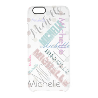 Clear Polka Dot with Name iPhone 6/6S Case