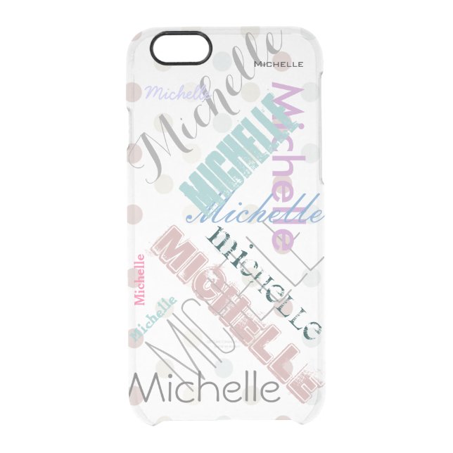 Clear Polka Dot with Name Uncommon iPhone Case (Back)