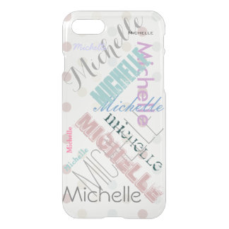 Clear Polka Dot with Name iPhone SE/8/7 Case