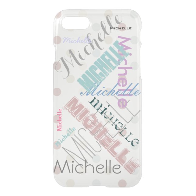 Clear Polka Dot with Name Uncommon iPhone Case (Back)