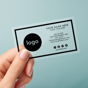 Clear Professional Modern Black Border Custom Logo Business Cards