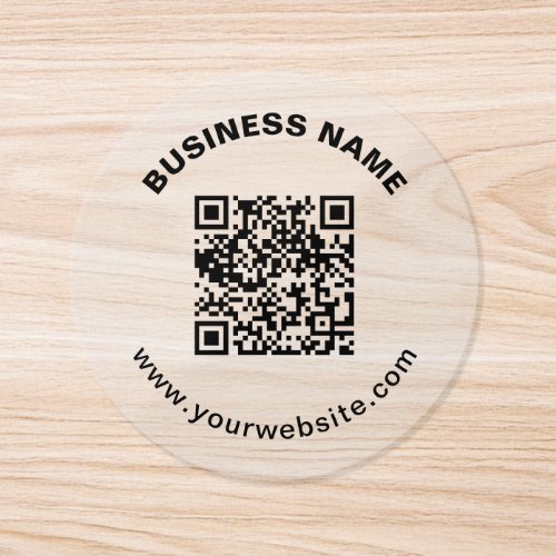 Clear QR Code with Business Name Classic Round Sticker