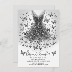 Clear Quartz Butterfly Dress April Birthstone Invitation