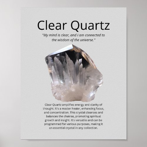 Clear Quartz Crystal Meaning Poster