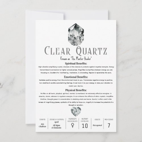 Clear Quartz Crystal Metaphysical Properties  Invitation