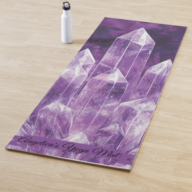 Clear Quartz Crystals Painted Design Custom Yoga Mat (In Situ)