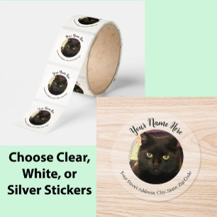 Clear Return Address Label Custom Cat Photo