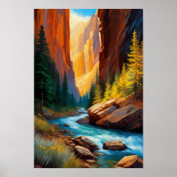 Clear River in Deep Canyon Poster