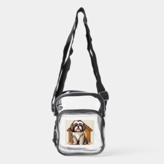 Clear Shoulder Bag with Shih Tzu Doghouse Art