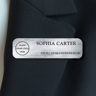 Clear Silver Hairline Classic Name Badge Custom