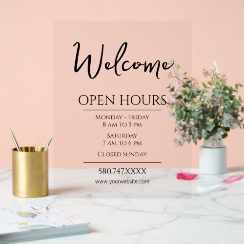 Clear Small Business Hours Sign
