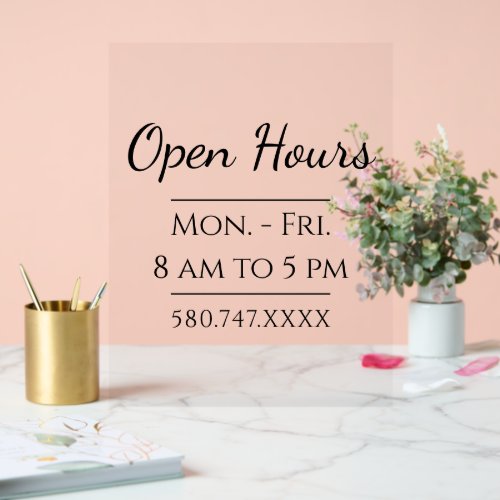 Clear Small Business Hours Sign