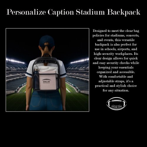 Clear Stadium Backpack Game Day Football Backpack