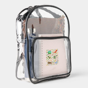Clear Stadium Backpack School Black Dinosaur