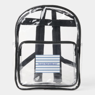 Clear Stadium Backpack School Blue & White Stripe