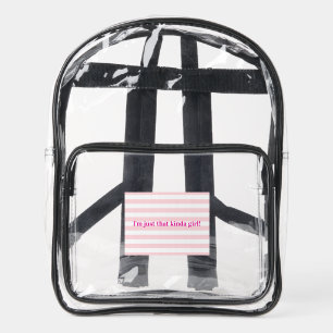 Clear Stadium Backpack School Pink & White Stripe
