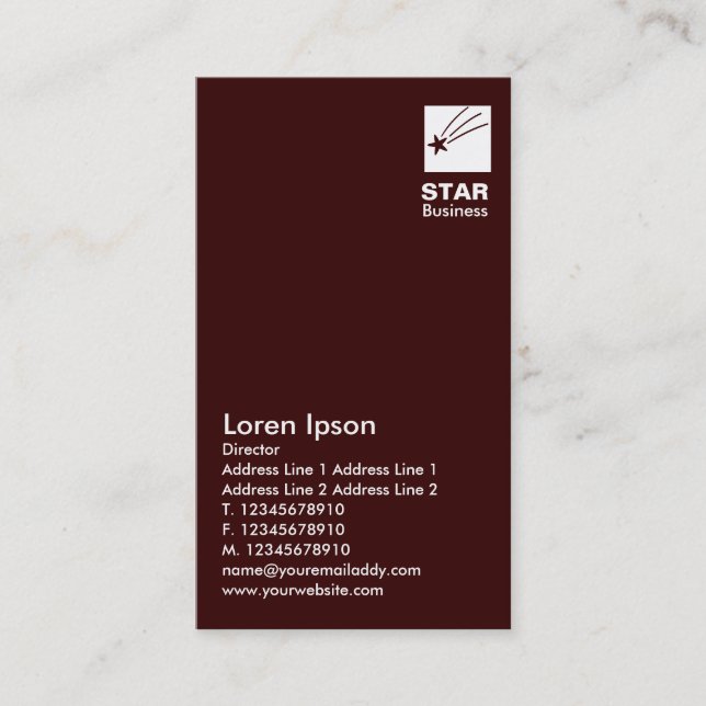 Clear Star - Dark Brown Business Card (Front)