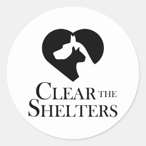 Clear the Shelters  Rescue a Dog or Cat Classic Round Sticker