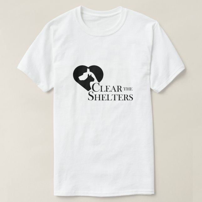 Clear the Shelters  Rescue a Dog or Cat T-Shirt (Design Front)
