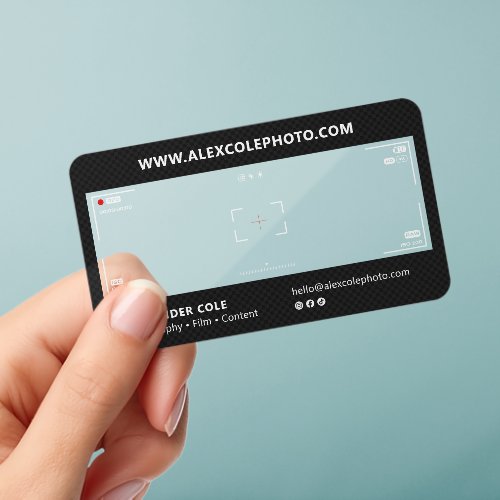 Clear Transparent Camera Lens Frame Photographer Business Cards